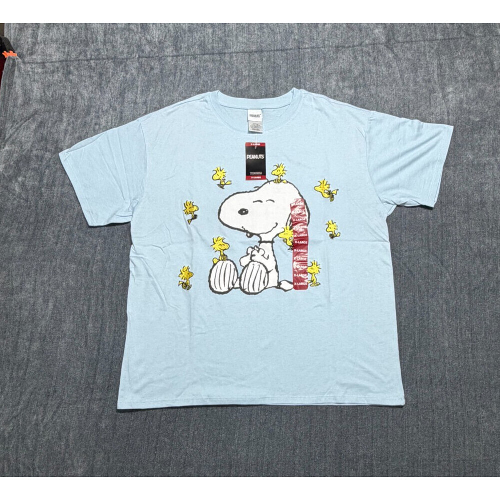 Peanuts Character Soft Short Sleeve Round Neck T-Shirt Women's XL Light Blue